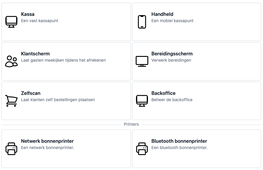 Apparaat toevoegen via het plusje in de backoffice