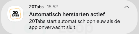 Melding: Automatisch herstarten actief