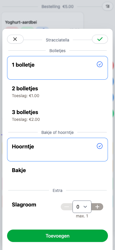 Bolletjes en hoorntje kiezen in 20Tabs