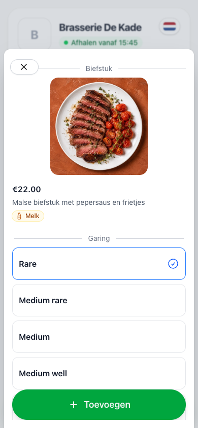 A guest chooses how the steak should be cooked